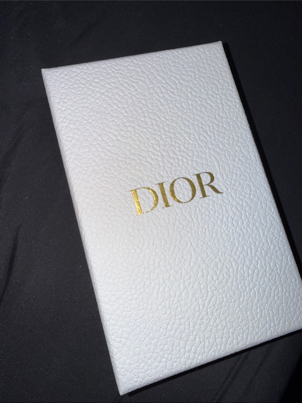 Dior White Textured Leather Accessory Box with Gold Logo